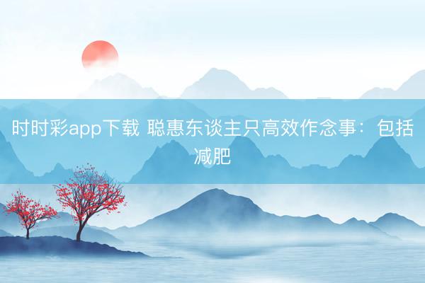 时时彩app下载 聪惠东谈主只高效作念事:包括减肥