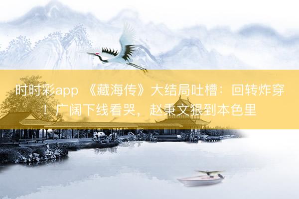 时时彩app 《藏海传》大结局吐槽：回转炸穿！广阔下线看哭，赵秉文狠到本色里
