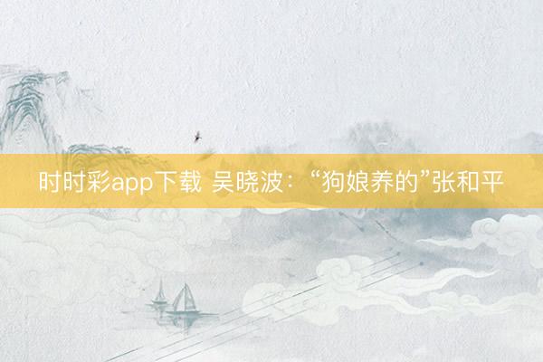 时时彩app下载 吴晓波：“狗娘养的”张和平