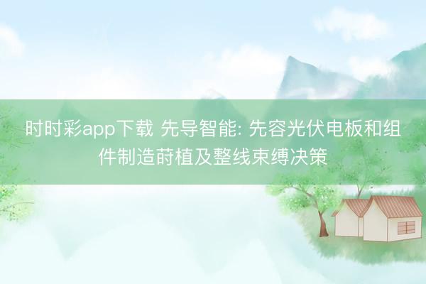 时时彩app下载 先导智能: 先容光伏电板和组件制造莳植及整线束缚决策
